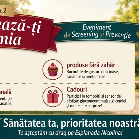 „Controlează-ți Glicemia” – Ediția a II-a! Ieșenii sunt așteptați pe Esplanada Nicolina pentru testări gratuite și sfaturi de sănătate